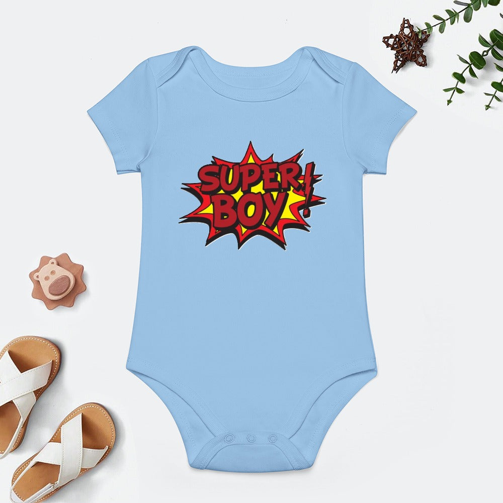 SUPER BABY PRINT DESIGNS BOYS Short -Sleeve Baby's Bodysuit - Super Boy/Man Prints