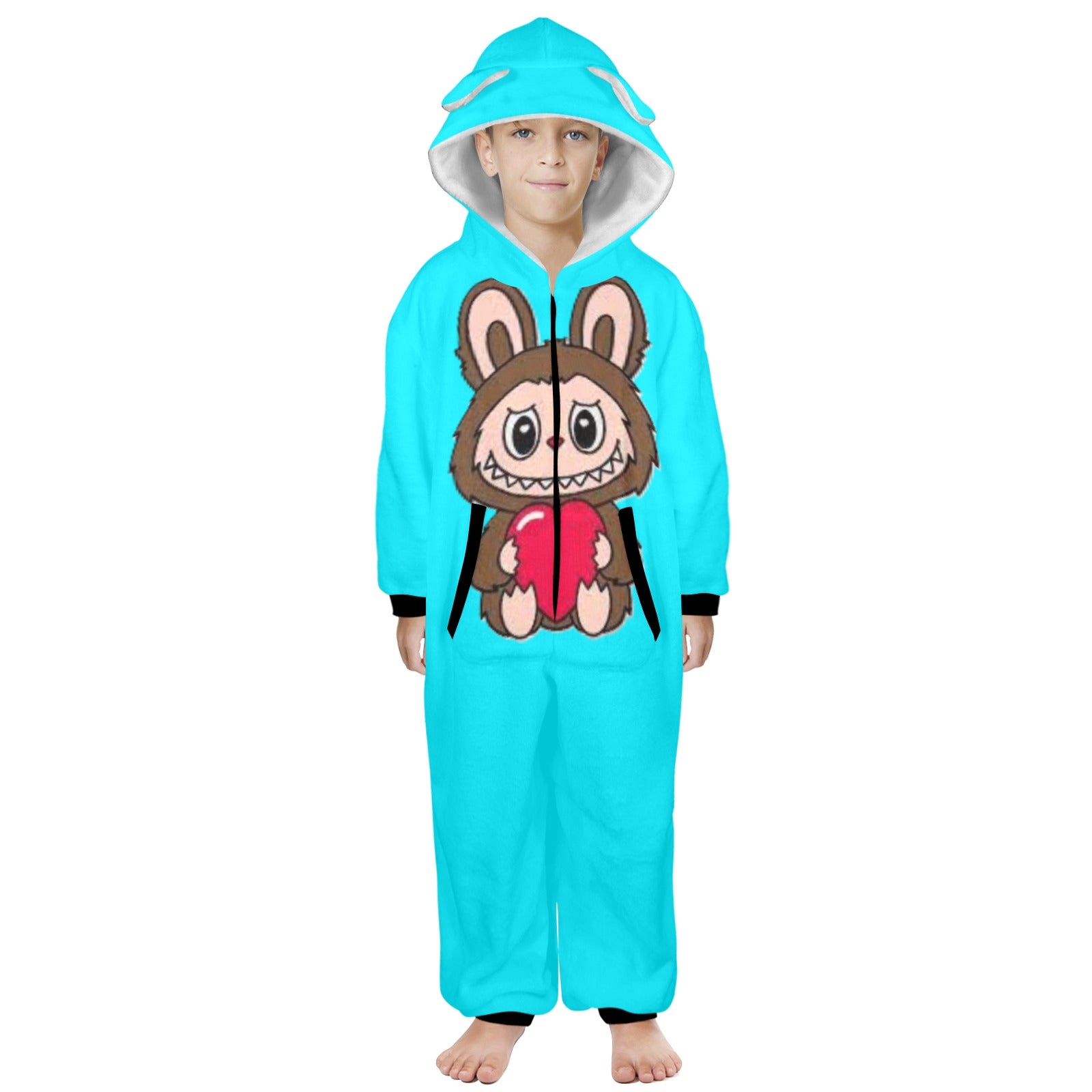KSC's Exclusive Big Kids Onesie Labubu (8 to 15 Years) Teal Brown Labubu w/Heart