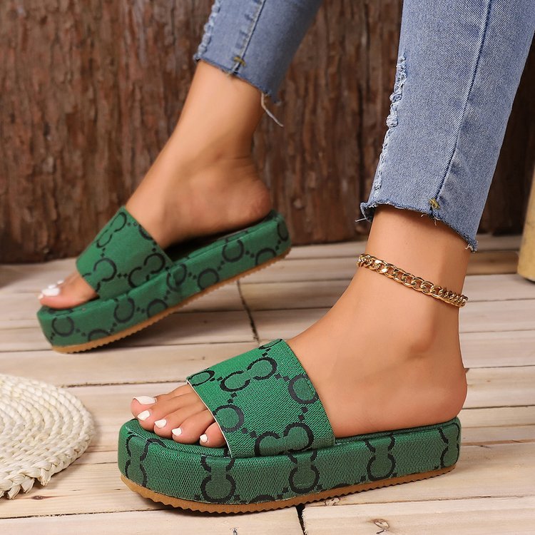Large Size Platform Women Slip Ons ss women wear new wash letter embroidery one word muffin platform ss