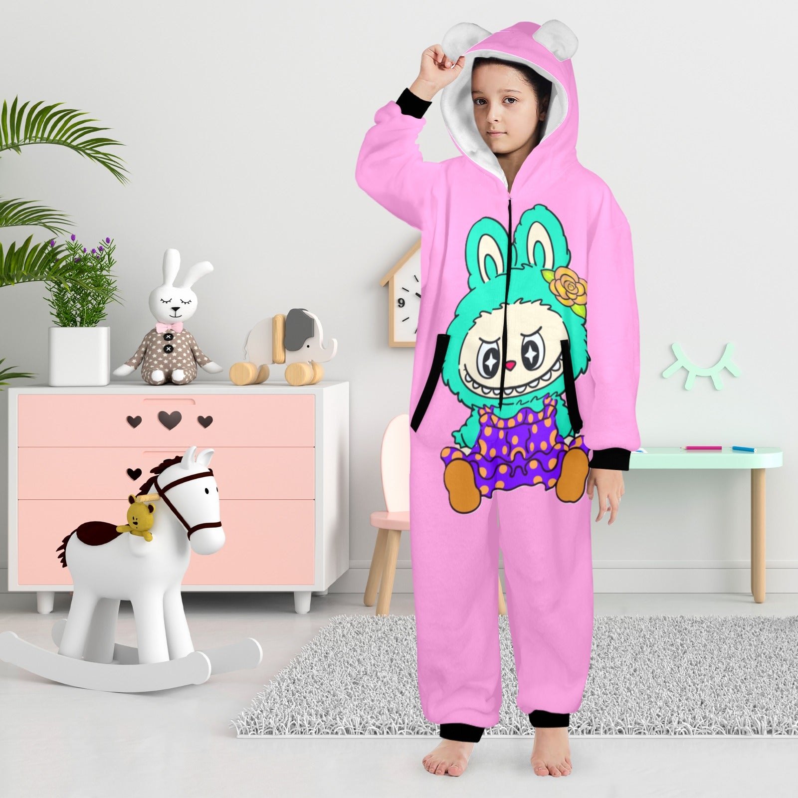 KSC's Exclusive Big Kids Onesie Labubu (8 to 15 Years) Pink Teal Labubu