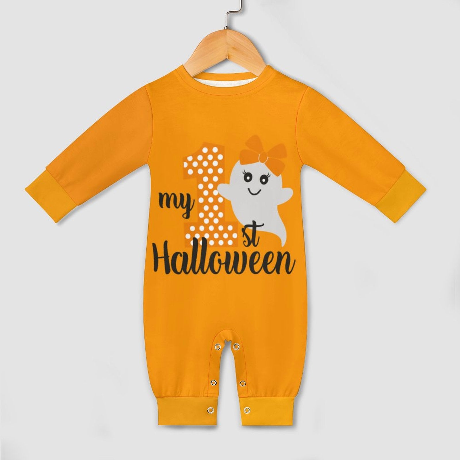 Baby My First Halloween Orange Onesie Romper Long Sleeve Baby Romper