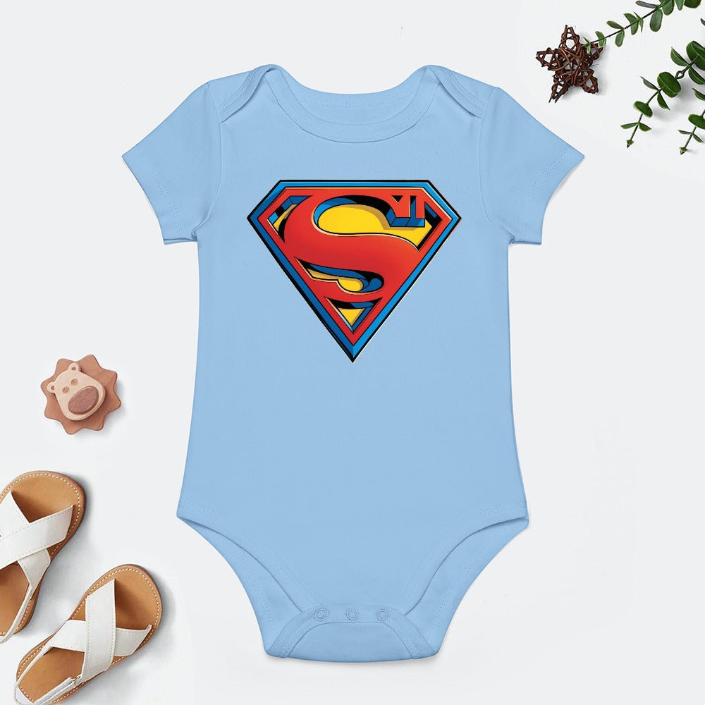 SUPER BABY PRINT DESIGNS BOYS Short -Sleeve Baby's Bodysuit - Super Boy/Man Prints