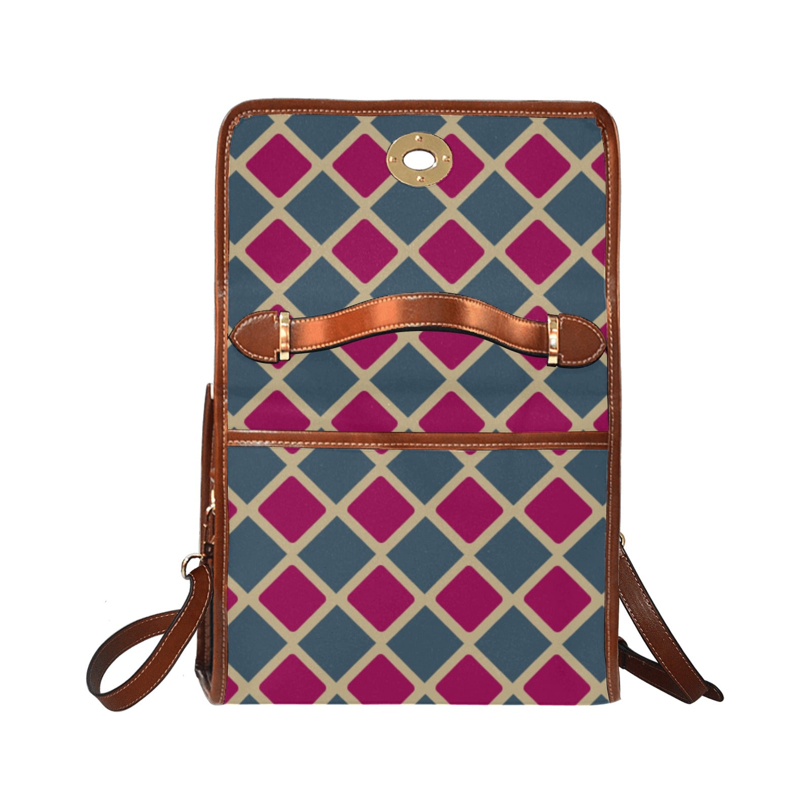 KSC's Custom Design's Waterproof Hand Bag-Brown Handle - 10 Options -Awesome Deal - Pop Art Designs, Polka Dots, Geometric Patterns