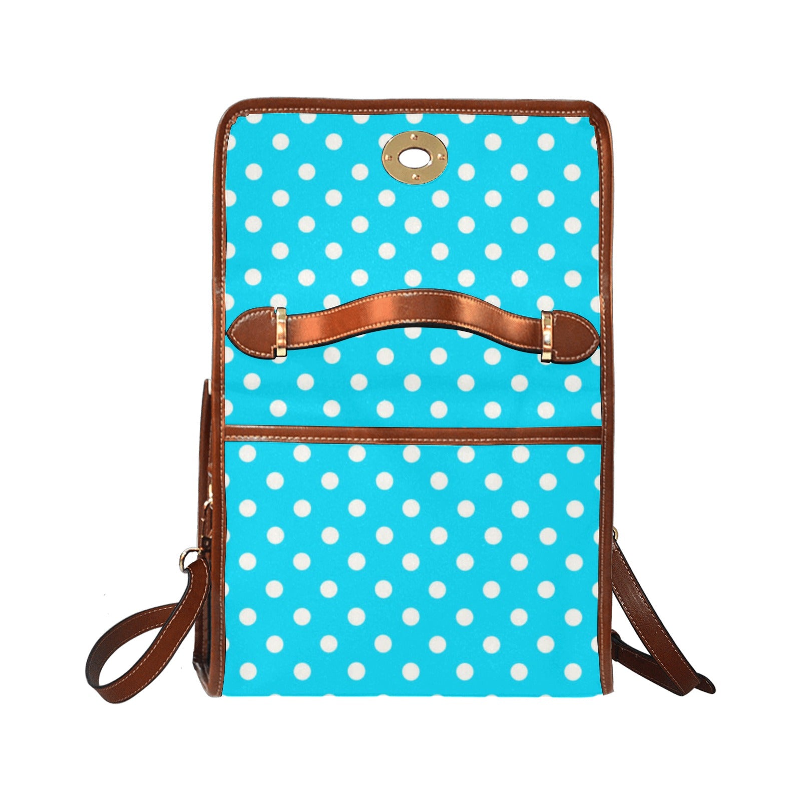 Shopksc.com Exclusive Baby Blue with White Polka Dots Geometric Pattern Designs Handbag Fashion 
