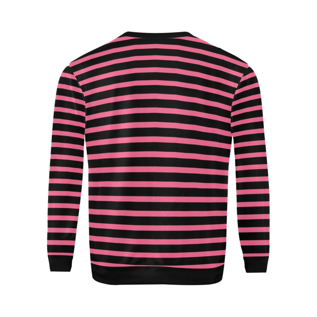 Black and Pink Striped Sweater - Men's Sweatshirts Men's Crew Neck Sweatshirt (Model H18)