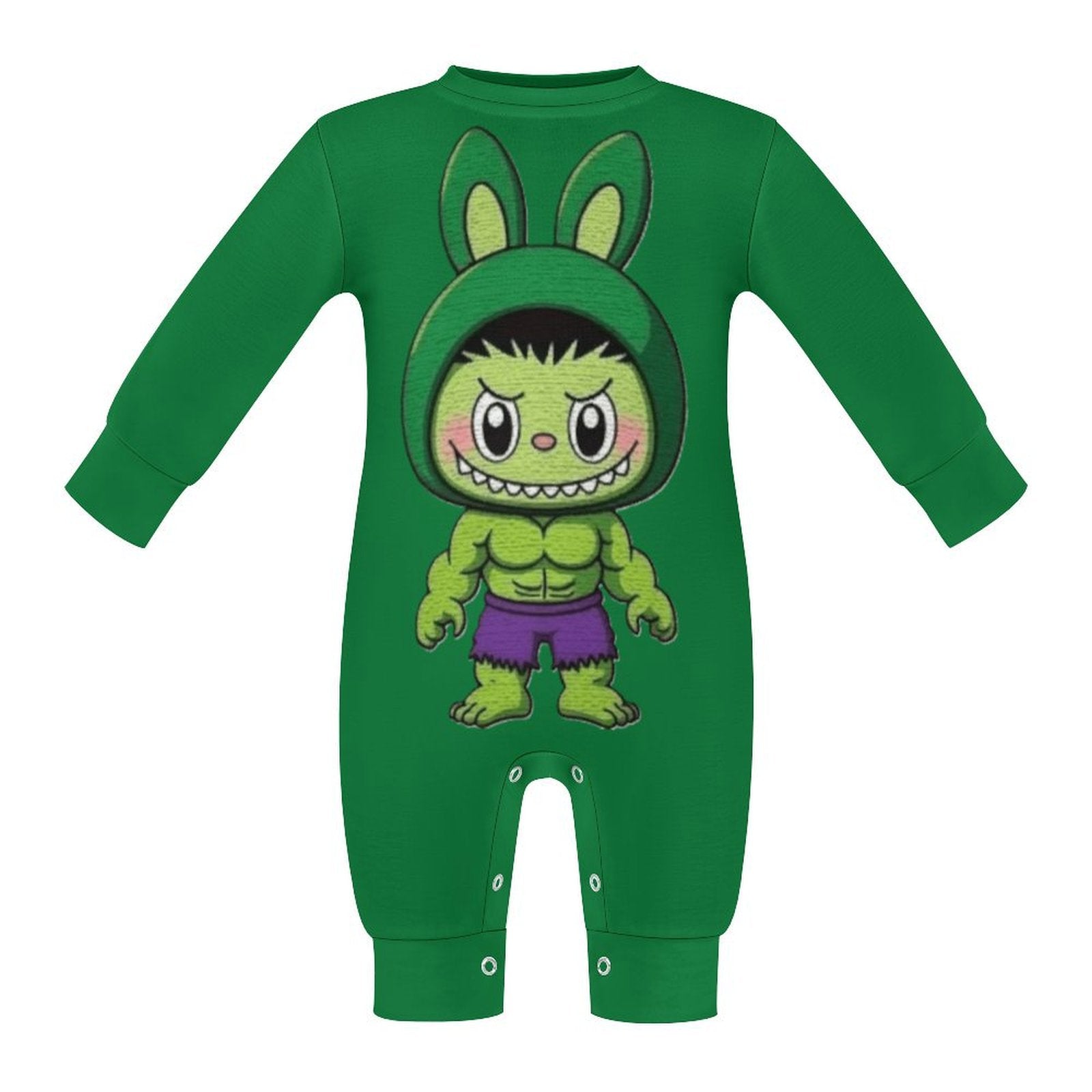Hulk Labubu Baby Onesie Romper Long Sleeve with Hat