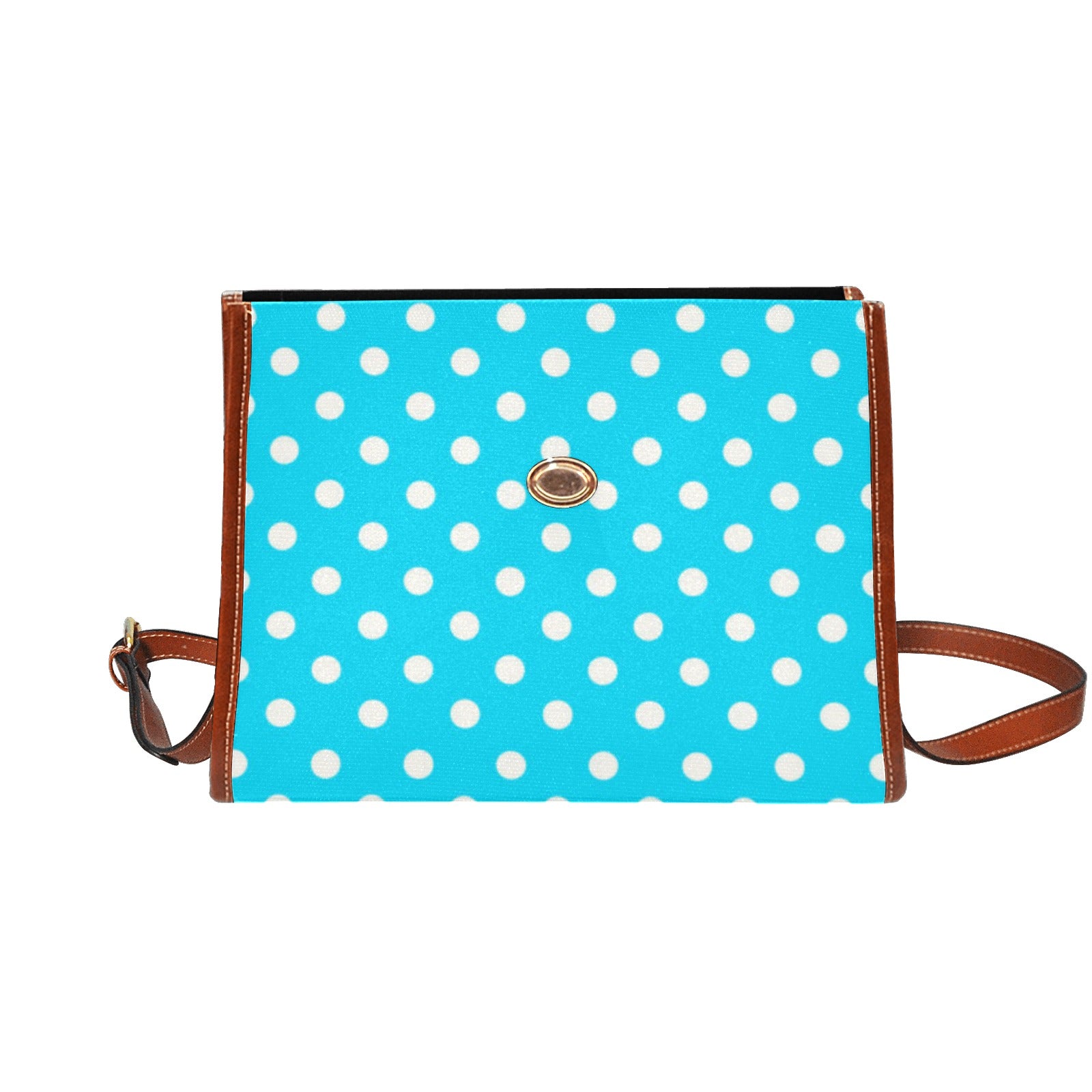 Shopksc.com Exclusive Baby Blue with White Polka Dots Geometric Pattern Designs Handbag Fashion 