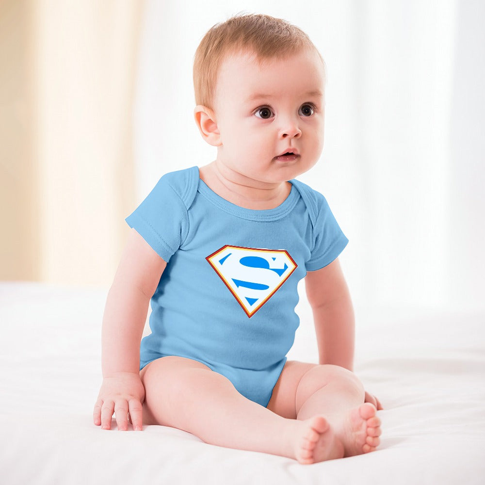 SUPER BABY PRINT DESIGNS BOYS Short -Sleeve Baby's Bodysuit - Super Boy/Man Prints
