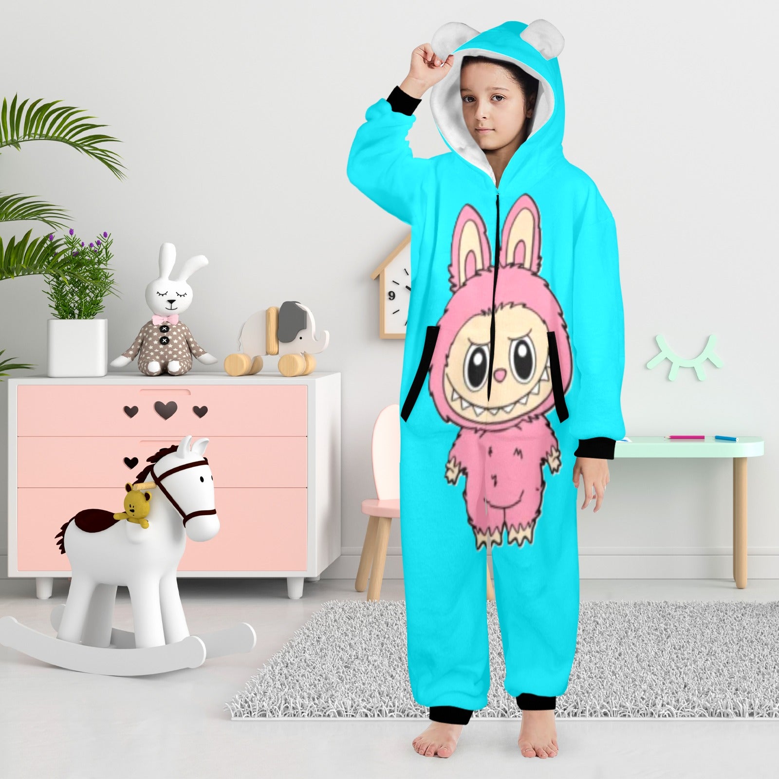 KSC's Exclusive Big Kids Onesie Labubu (8 to 15 Years) Teal Pink Labubu