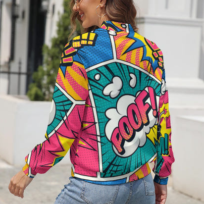 KSC's Limited Edition Pop Art Designs Women's Long Sleeve Zipper Jacket (10 Options) - KSC's Limited Edition Pop Art Collections