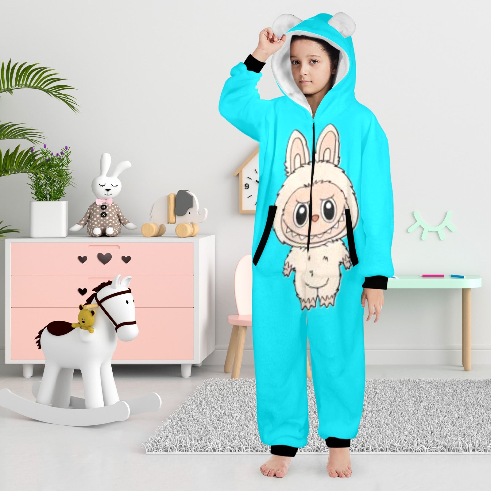 KSC's Exclusive Big Kids Onesie Labubu (8 to 15 Years) Teal w/Tan Labubu
