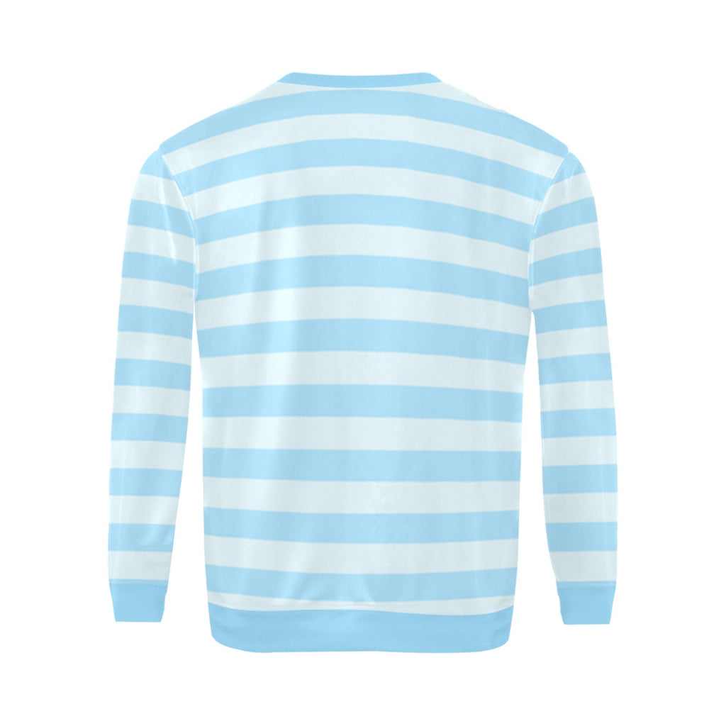 Sweet Blue Two Tone Colors Horizontal Stripe Men's Sweater Men's Crew Neck Sweatshirt (Model H18)