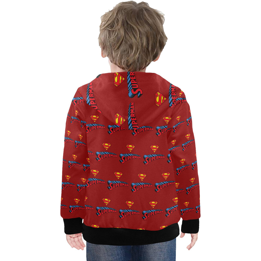 Super Hero Pattern -Little Boys' Long Sleeve Hoodie
