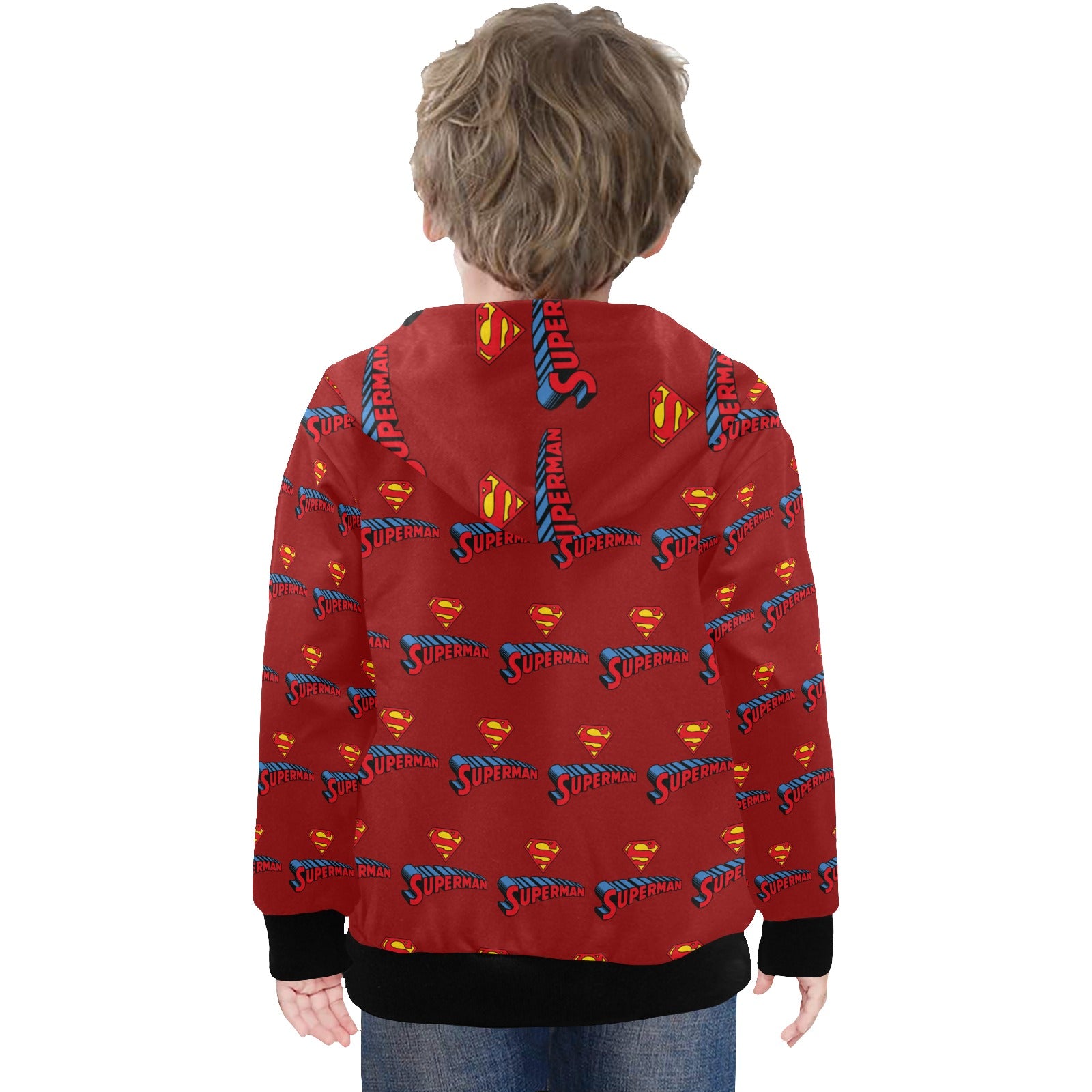 Super Hero Pattern -Little Boys' Long Sleeve Hoodie