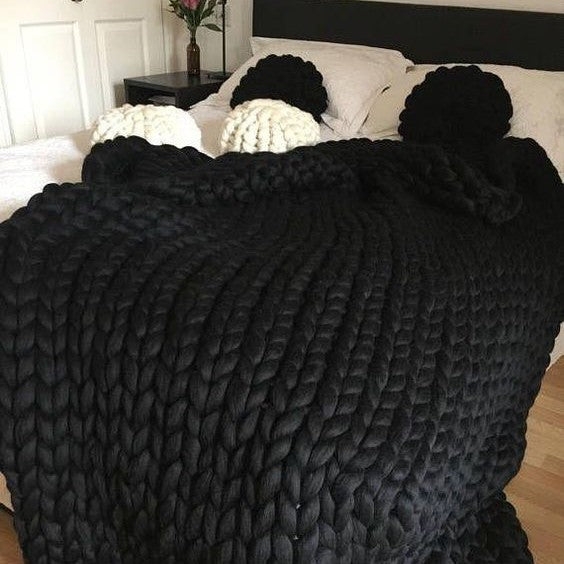 COZY COMFORTABLE WOVEN BLANKET Yarn Hand-Woven Blanket Knitted Wool blanket Soft Thick Yarn