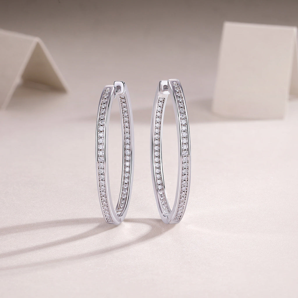 Luxurious Women Moshan Diamond Silver Ear Rings