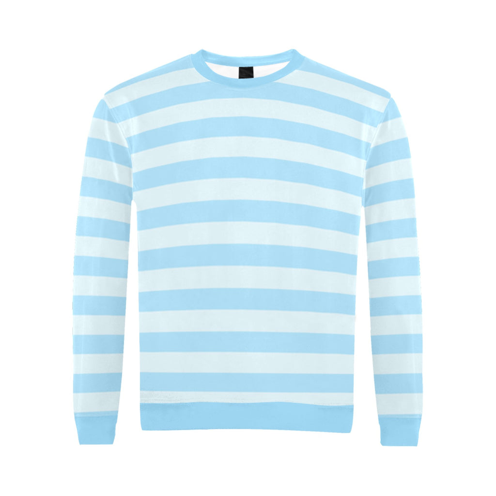 Sweet Blue Two Tone Colors Horizontal Stripe Men's Sweater Men's Crew Neck Sweatshirt (Model H18)