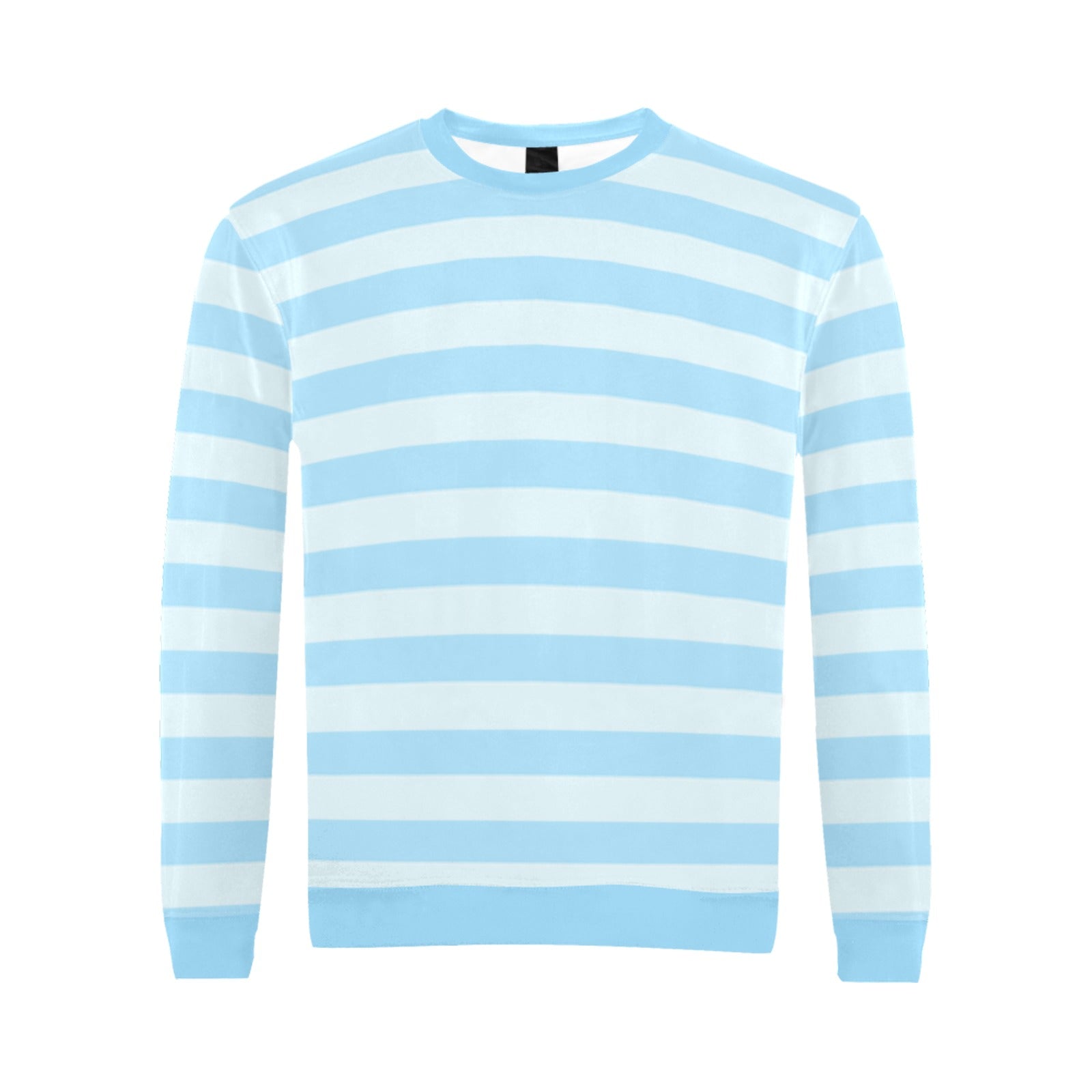 Sweet Blue Two Tone Colors Horizontal Stripe Men's Sweater Men's Crew Neck Sweatshirt (Model H18)