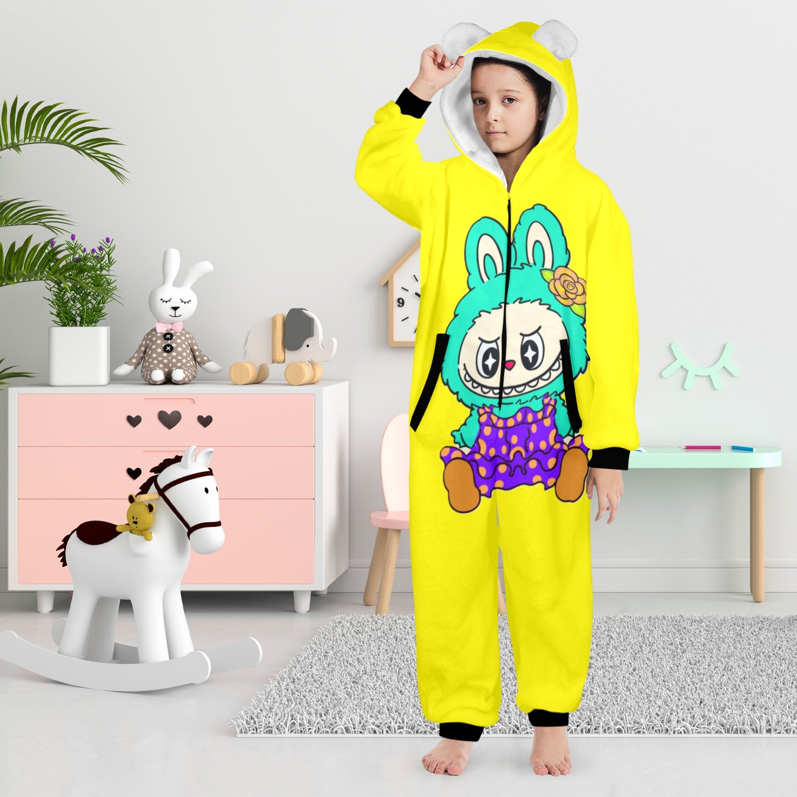 KSC's Exclusive Big Kids Onesie Labubu (8 to 15 Years) Yellow Teal Labubu