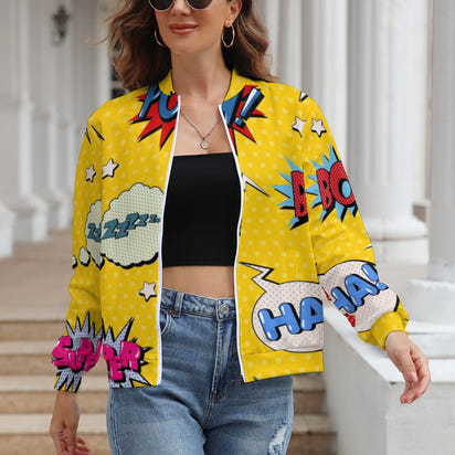 KSC's Limited Edition Pop Art Designs Women's Long Sleeve Zipper Jacket (10 Options) - KSC's Limited Edition Pop Art Collections