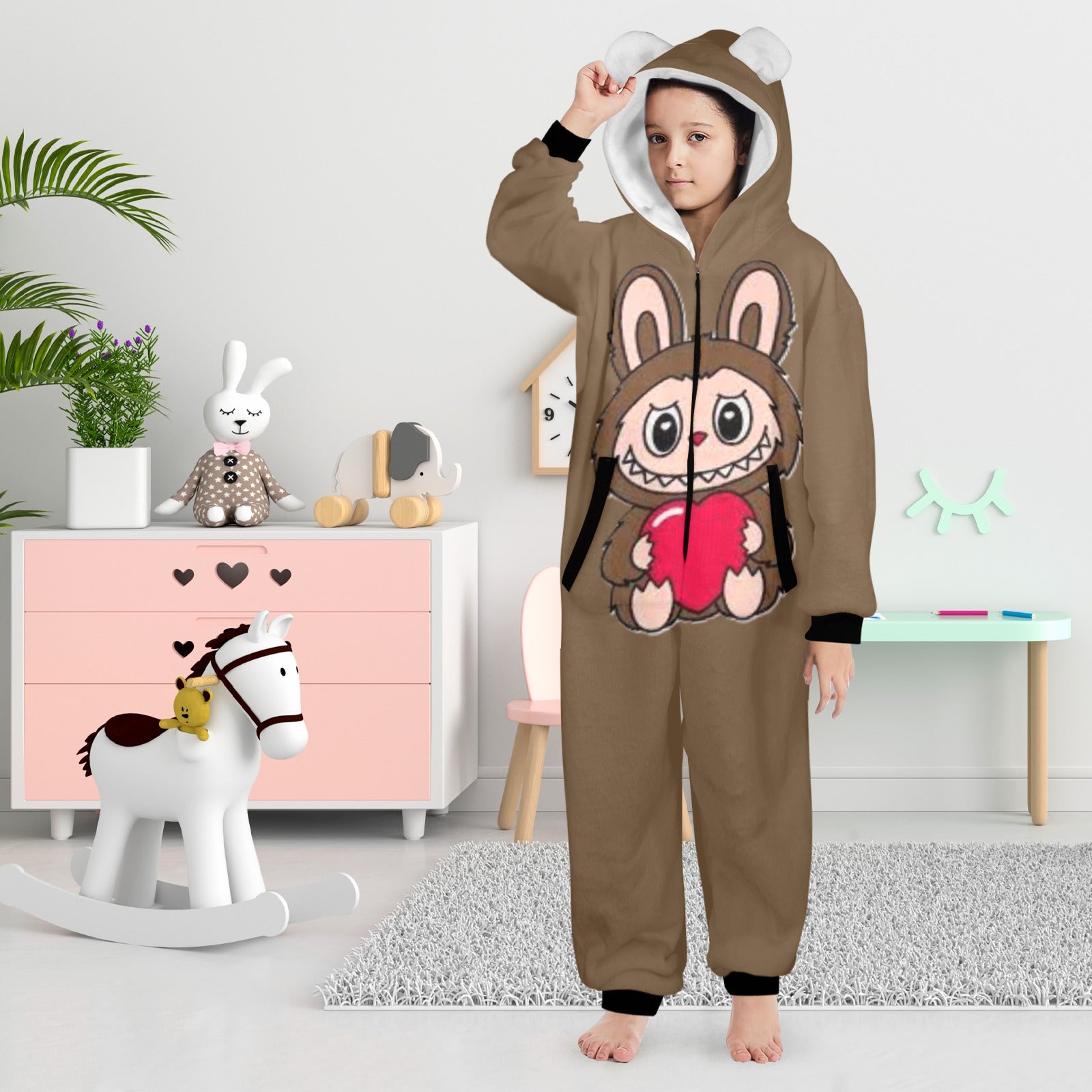 KSC's Exclusive Big Kids Onesie Labubu (8 to 15 Years) Brown Brown Labubu w/Heart