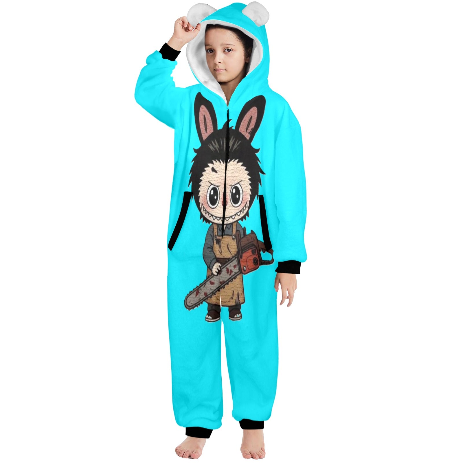 KSC's Halloween Big Kids Unisex Onesies (8 to 15 Years) Chainsaw Massacre Labubu