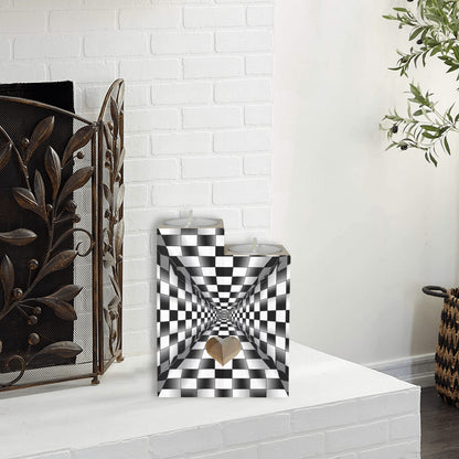 3DSQUAREDESIGNPICCANDLE HOLDER Wooden Candle Holder (Without Candle)