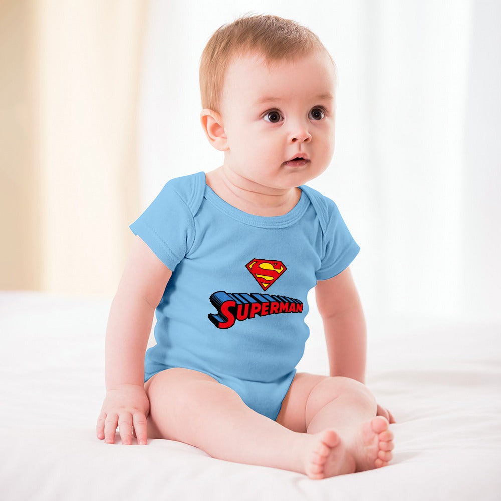 SUPER BABY PRINT DESIGNS BOYS Short -Sleeve Baby's Bodysuit - Super Boy/Man Prints