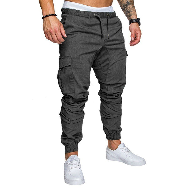 Fashion Men's Drawstring Adjustable Pocket Pants New Casual Men's Pants Jogging Slim Fit Striped Clothing