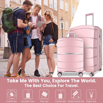 Luggage Sets with Spinner Wheels (20/24/28 Inch), PP+ABS Suitcase Sets