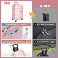 Luggage Sets with Spinner Wheels (20/24/28 Inch), PP+ABS Suitcase Sets