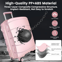 Luggage Sets with Spinner Wheels (20/24/28 Inch), PP+ABS Suitcase Sets