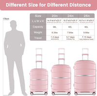 Luggage Sets with Spinner Wheels (20/24/28 Inch), PP+ABS Suitcase Sets