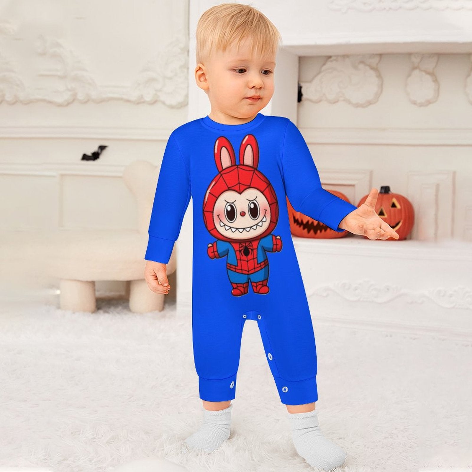 Spiderman Labubu Onesie Romper Blue with Hat