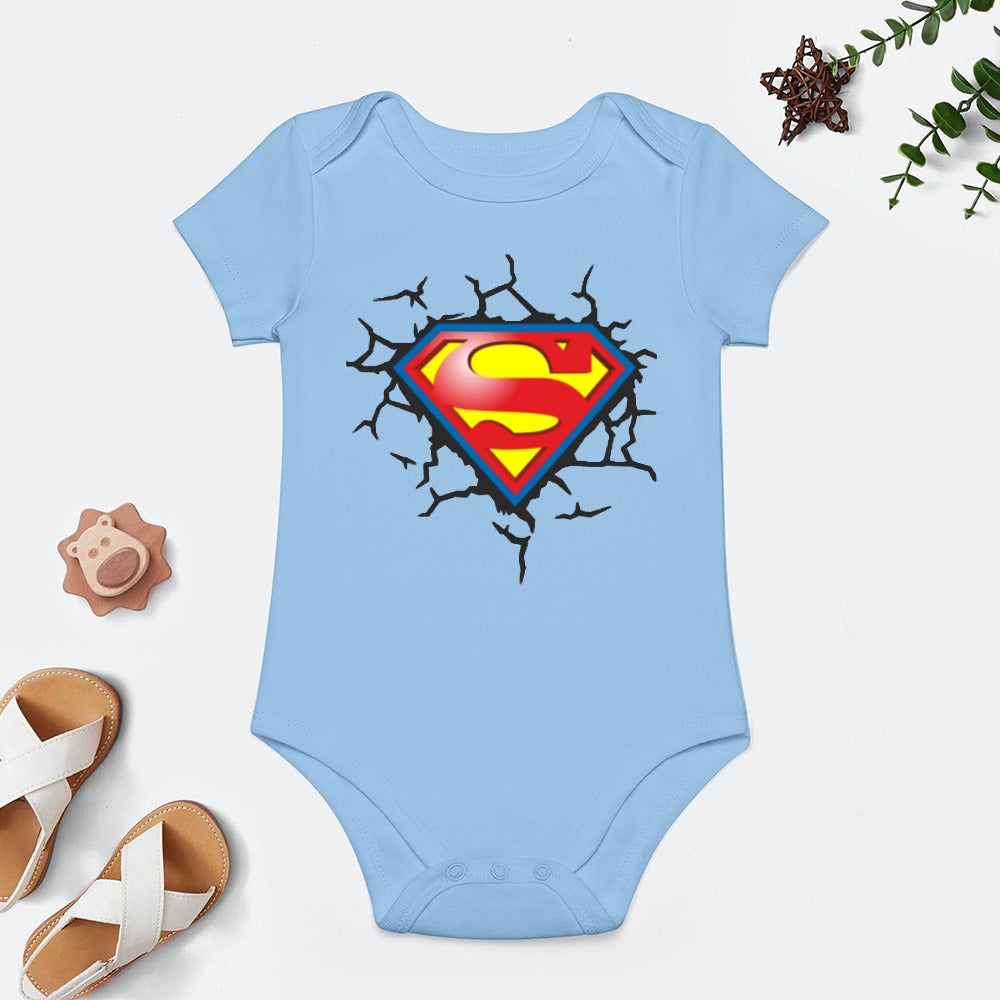SUPER BABY PRINT DESIGNS BOYS Short -Sleeve Baby's Bodysuit - Super Boy/Man Prints