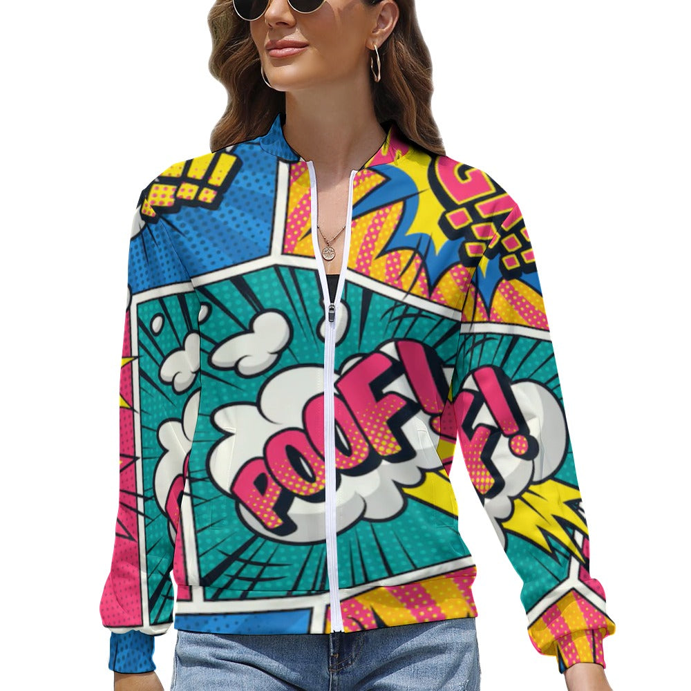 KSC's Limited Edition Pop Art Designs Women's Long Sleeve Zipper Jacket (10 Options) - KSC's Limited Edition Pop Art Collections