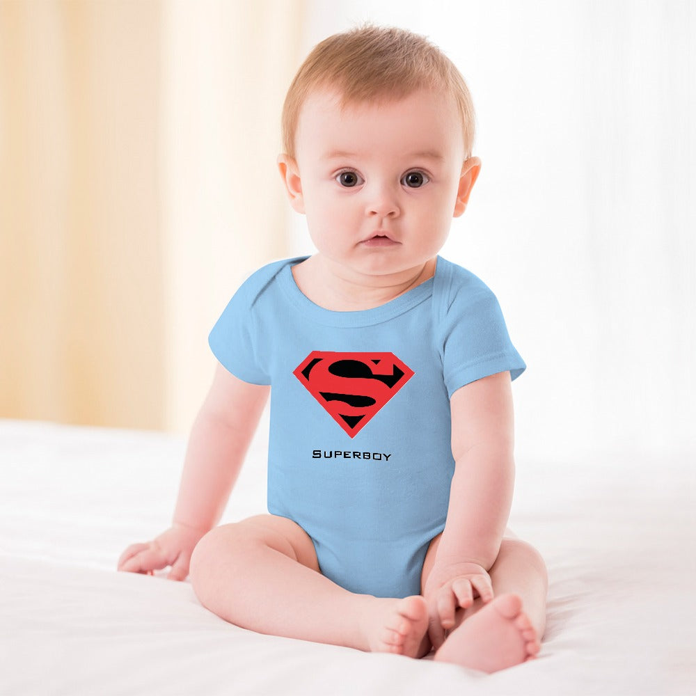 SUPER BABY PRINT DESIGNS BOYS Short -Sleeve Baby's Bodysuit - Super Boy/Man Prints