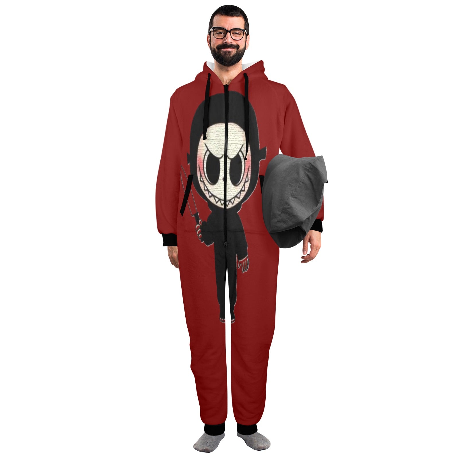 KSC's Exclusive Halloween Adult Unisex Onesie - Labubu Ghost Face Scary