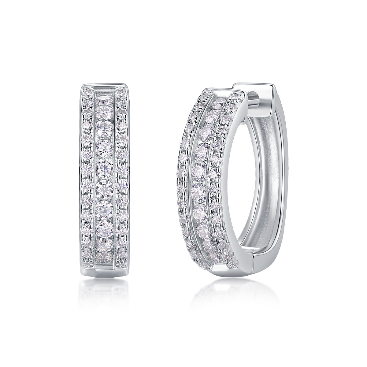Luxurious Moshan Diamond Silver Earrings