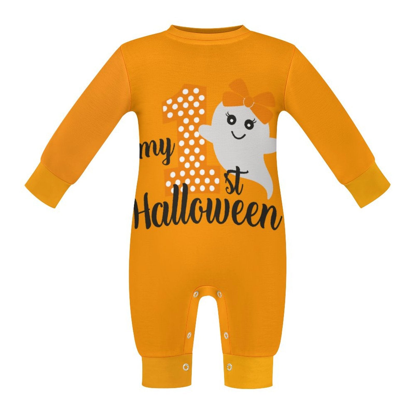 Baby My First Halloween Orange Onesie Romper Long Sleeve Baby Romper