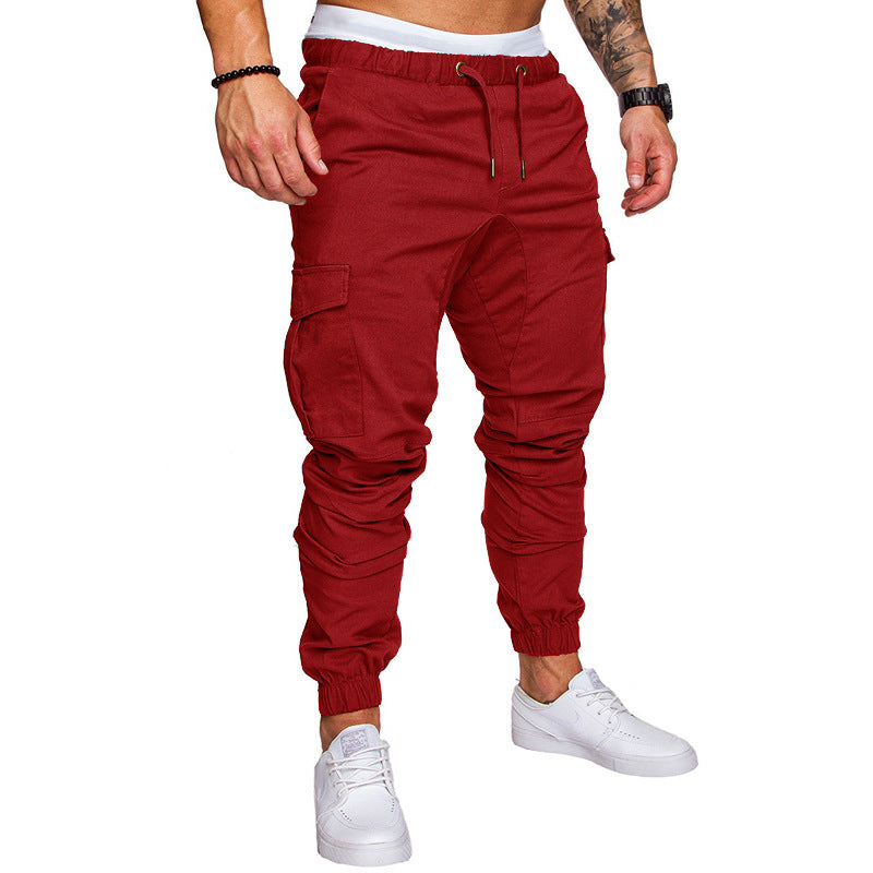 Fashion Men's Drawstring Adjustable Pocket Pants New Casual Men's Pants Jogging Slim Fit Striped Clothing