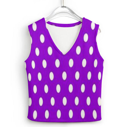 KSC's Exclusive Polka Dot Designs Women's Long Sleeve Button Knit Vest- 10 Options Inside