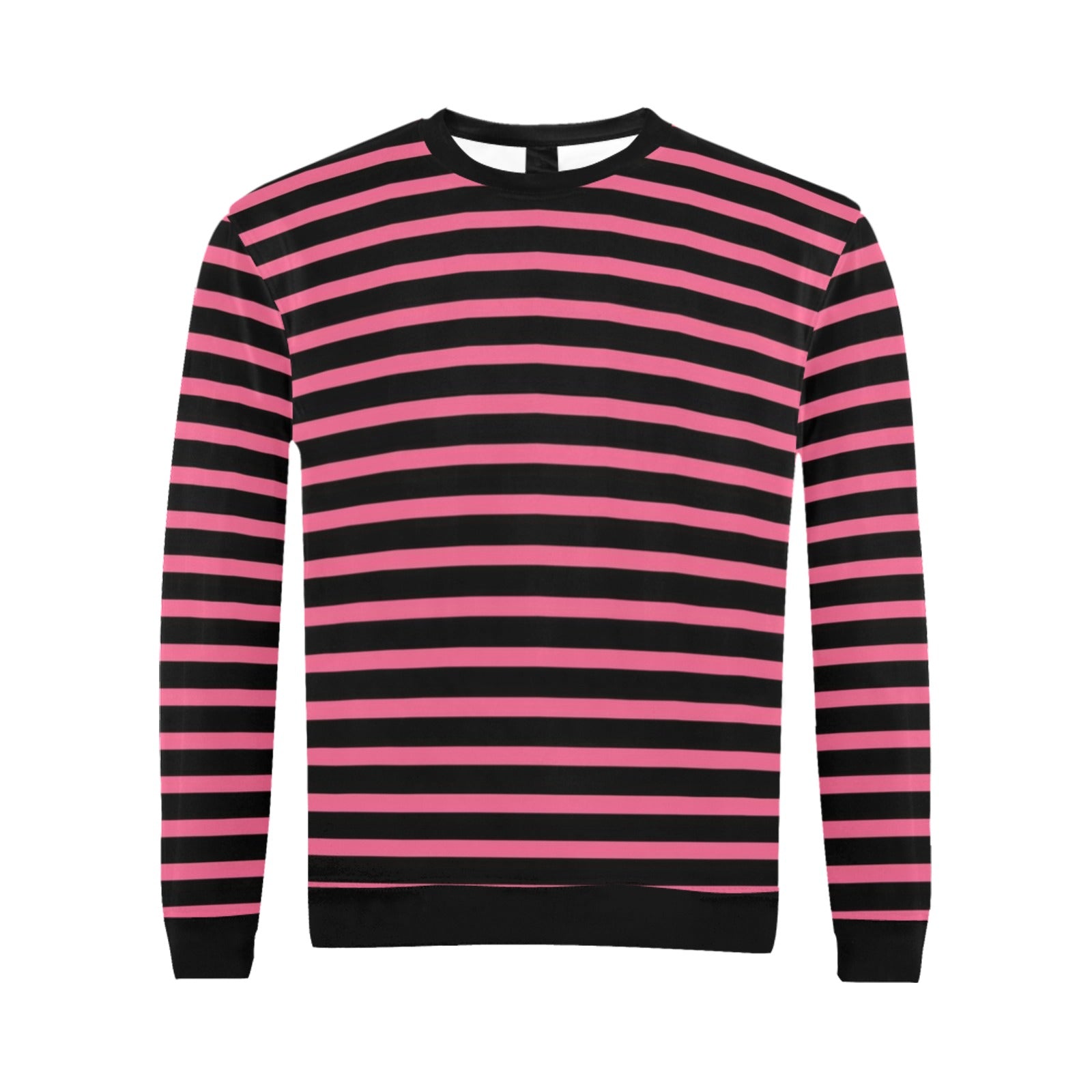 Black and Pink Striped Sweater - Men's Sweatshirts Men's Crew Neck Sweatshirt (Model H18)