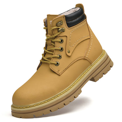 Men's Spring High help work boots British style men with velvet cotton shoes platform anti-leather shoes