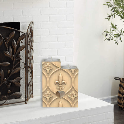 Gold Fleur delis Pattern II Wooden Candle Holder (Without Candle)
