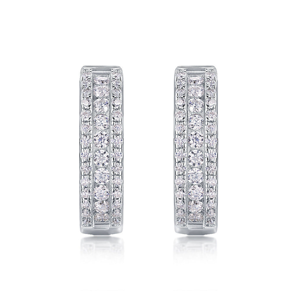 Luxurious Moshan Diamond Silver Earrings