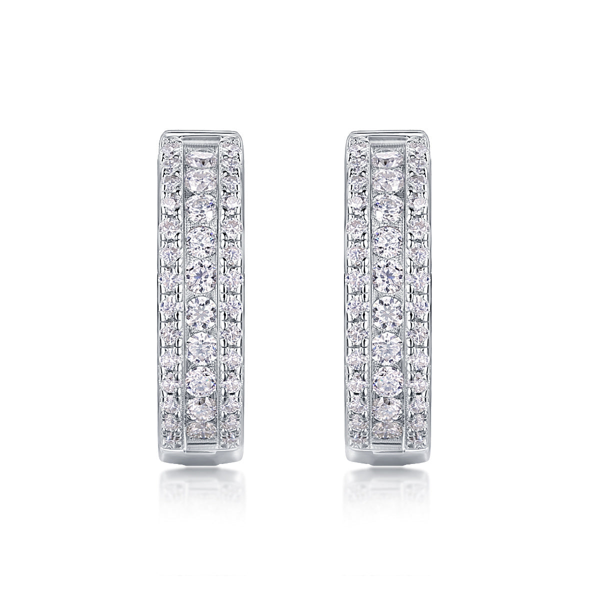 Luxurious Moshan Diamond Silver Earrings