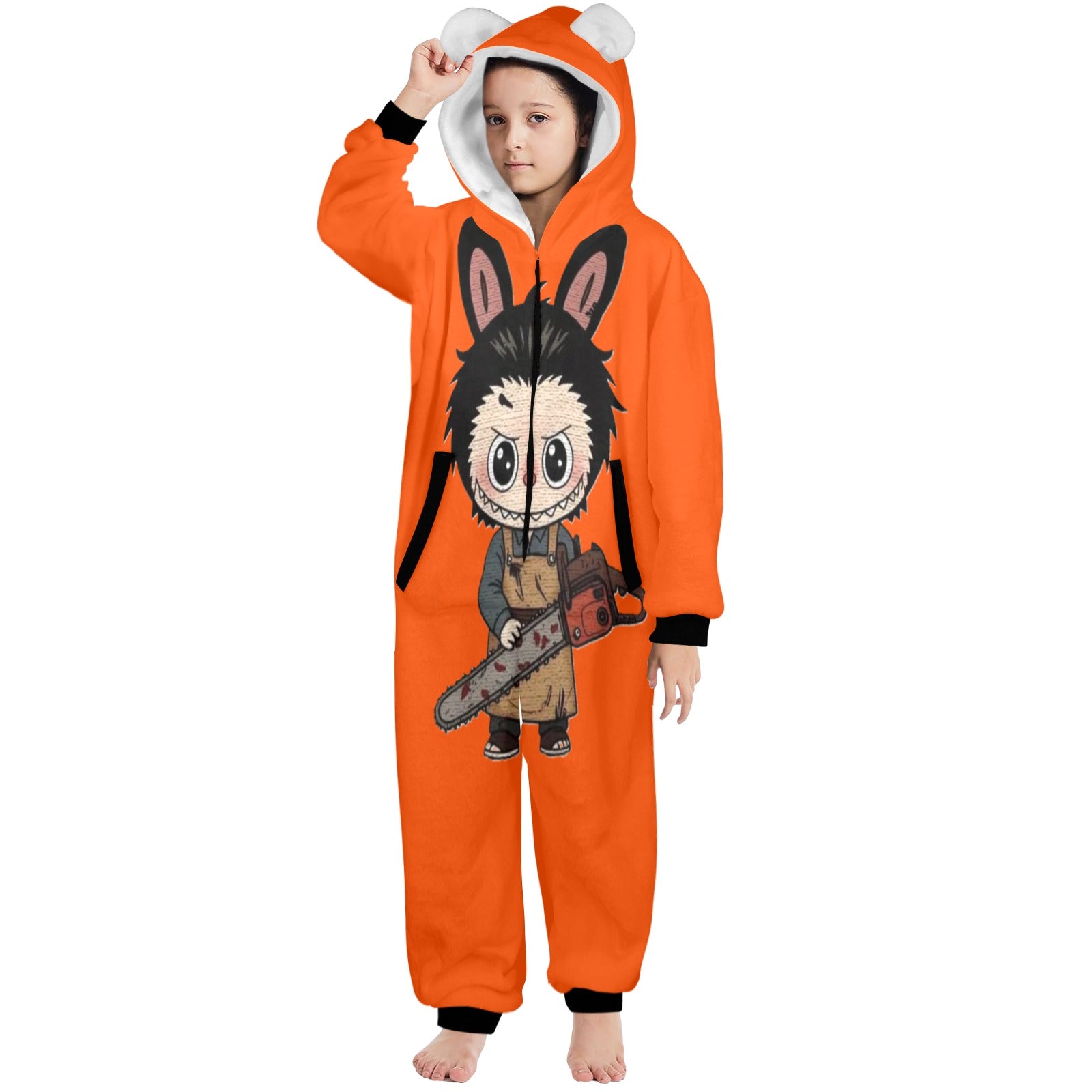 KSC's Halloween Big Kids Unisex Onesies (8 to 15 Years) Chainsaw Massacre Labubu