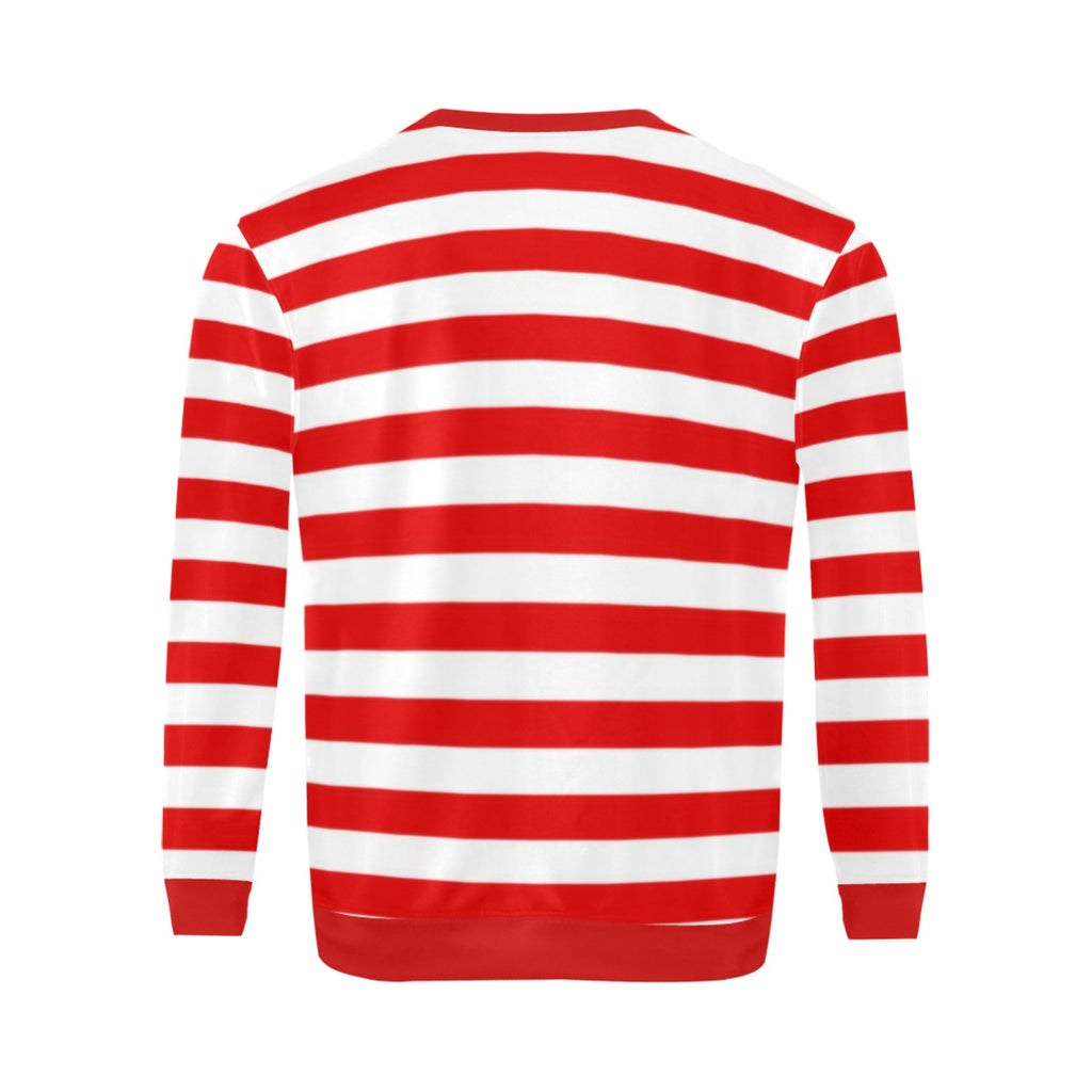 KSC's Red Stripe Sweater Men's Stylish Collection Men's Crew Neck Sweatshirt (Model H18)