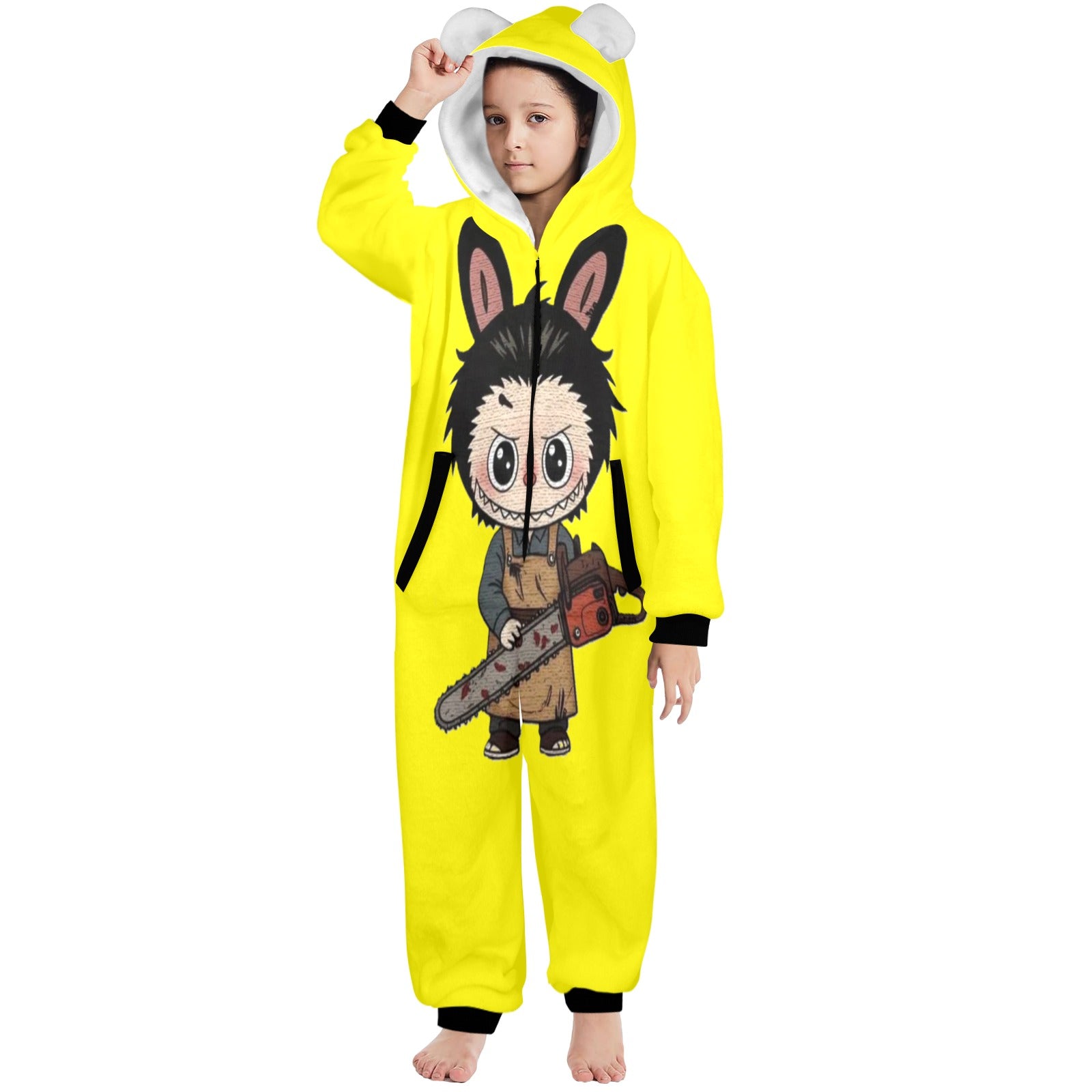 KSC's Halloween Big Kids Unisex Onesies (8 to 15 Years) Chainsaw Massacre Labubu